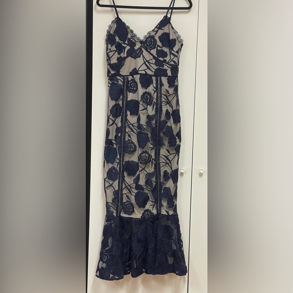 Navy Lace Lulus Dress - Picture 3 of 3